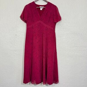 Vtg 90s Silk Midi Dress 12 Sheer Whimsigoth Fairy Grunge Garden‎ Cottage Vampire